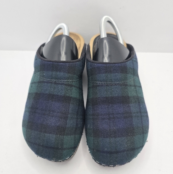 Vintage | Bohemian navy green plaid CottageCore platform clogs shoes | WMS 5.5 - Picture 6 of 14